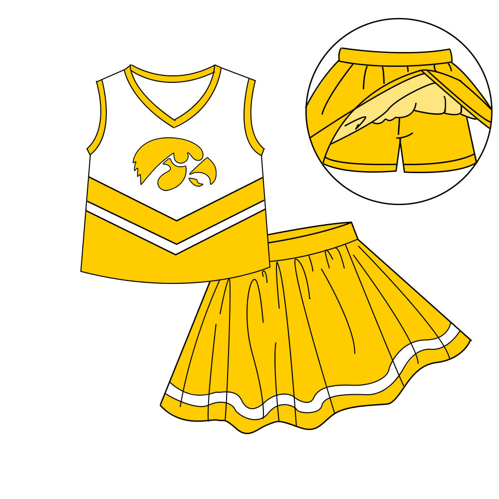 Preorder (moq 5)Baby Girls Sleeveless Vest Top Skirt Short Team Clothes Sets