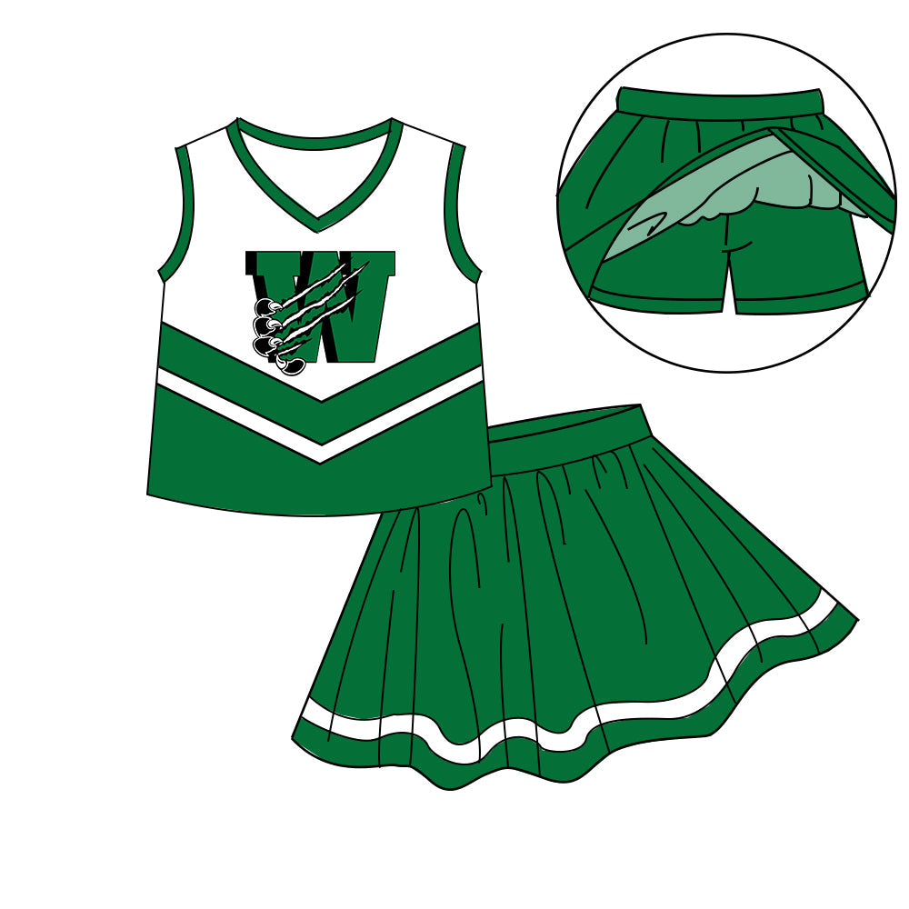 Preorder (moq 5)Baby Girls Sleeveless Vest Top Skirt Short Team Clothes Sets