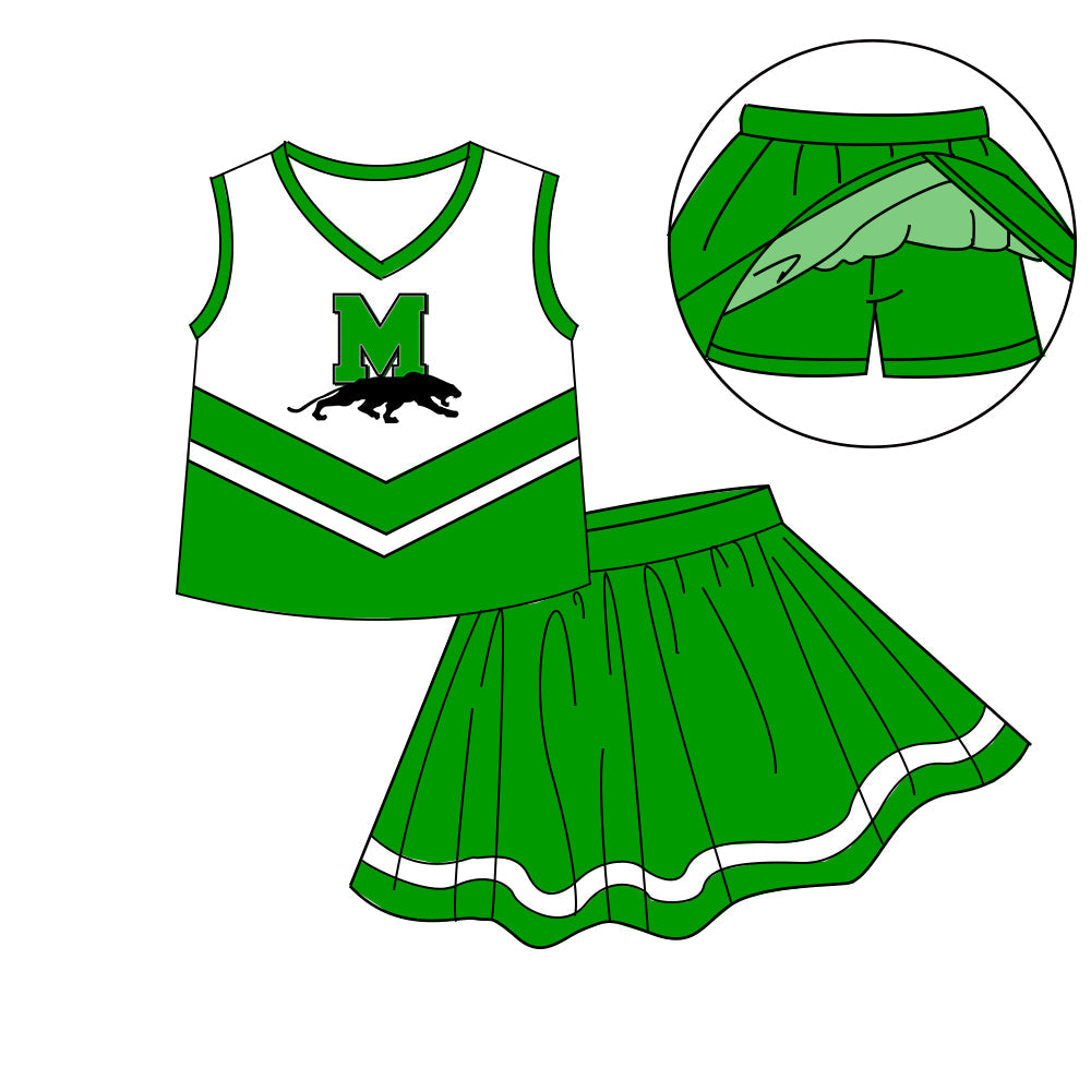 Preorder (moq 5)Baby Girls Sleeveless Vest Top Skirt Short Team Clothes Sets