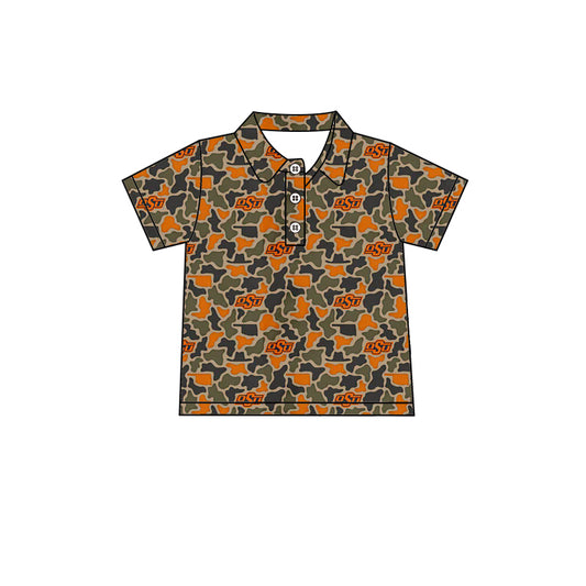 Preorder (moq 5)Baby Boys Southern Orange OSU Team Button Polo Shirts Top