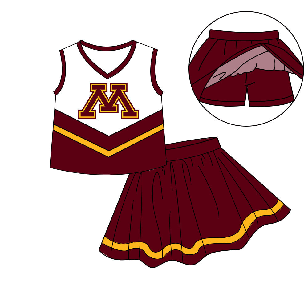 Preorder (moq 5)Baby Girls Sleeveless Vest Top Skirt Short Team Clothes Sets