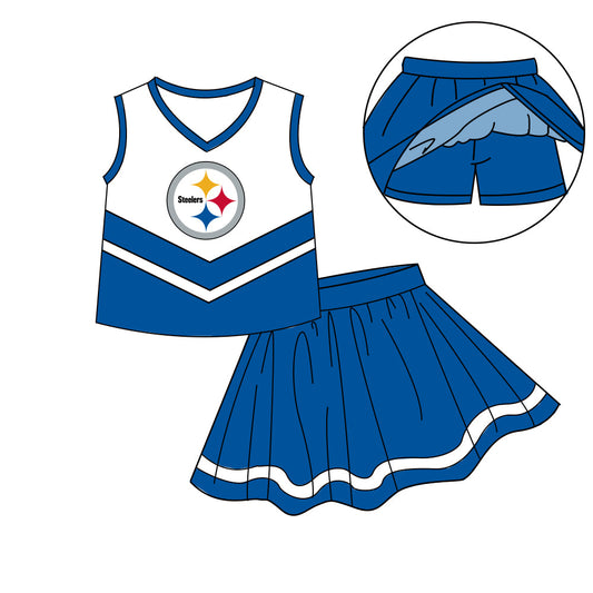Preorder (moq 5)Baby Girls Sleeveless Vest Top Skirt Short Team Clothes Sets