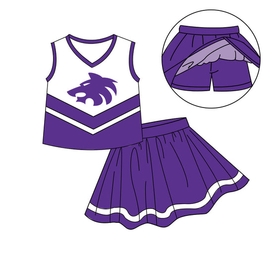 Preorder (moq 5)Baby Girls Sleeveless Vest Top Skirt Short Team Clothes Sets