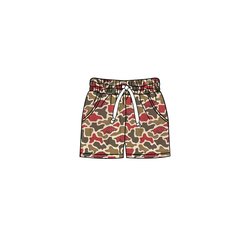 Preorder (moq 5)Baby Girls Southern Camo Bulls Team Pockets Shorts Bottom