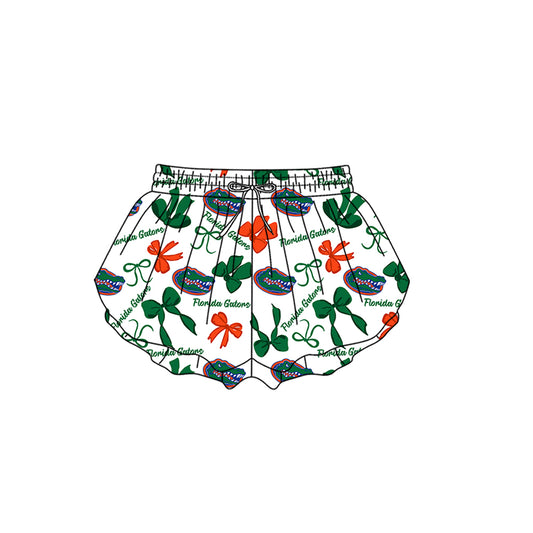 Preorder (moq 5)Baby Girls Gators Bows Team Ruffle Shorts Bottom