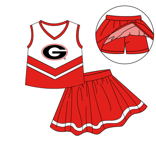 Preorder (moq 5)Baby Girls Sleeveless Vest Top Skirt Short Team Clothes Sets