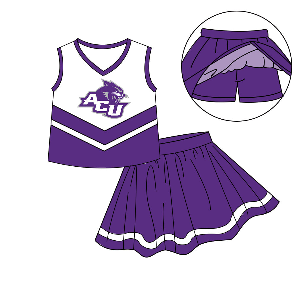 Preorder (moq 5)Baby Girls Sleeveless Vest Top Skirt Short Team Clothes Sets