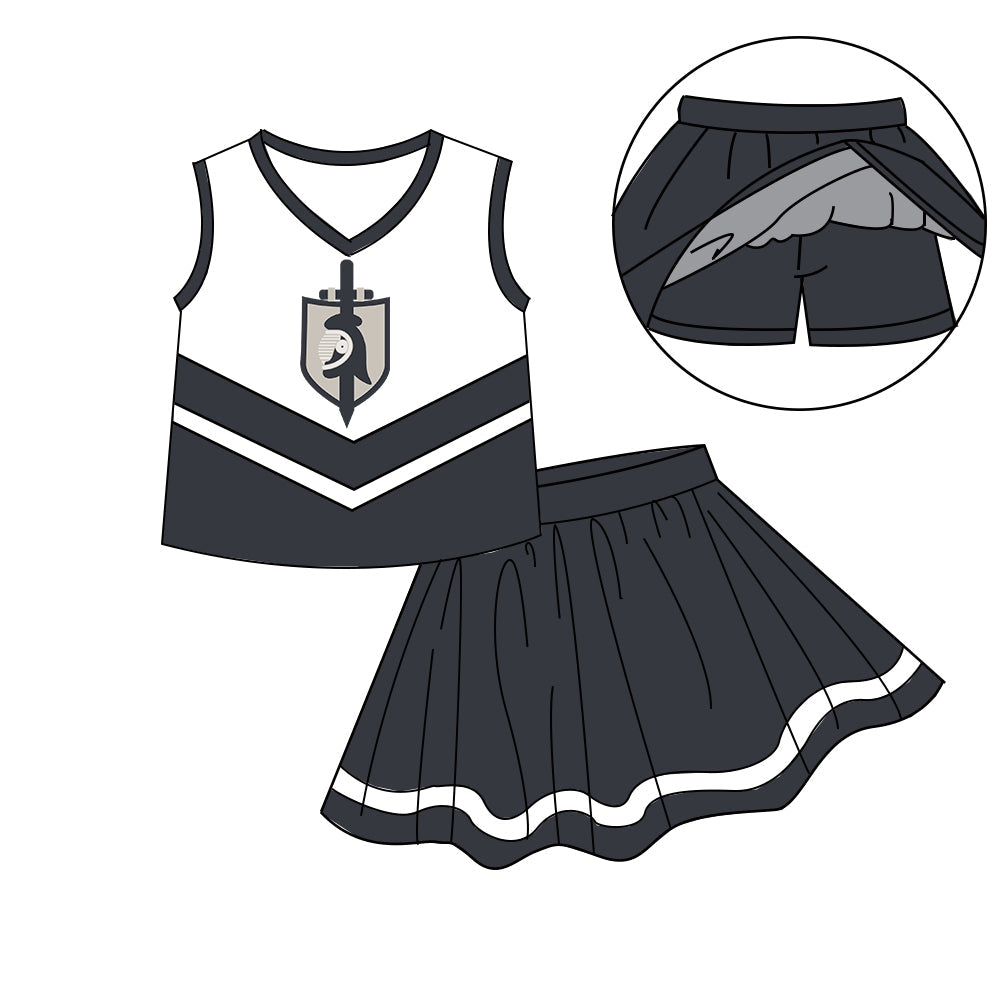 Preorder (moq 5)Baby Girls Sleeveless Vest Top Skirt Short Team Clothes Sets