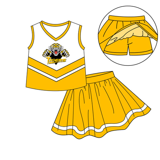 Preorder (moq 5)Baby Girls Sleeveless Vest Top Skirt Short Team Clothes Sets