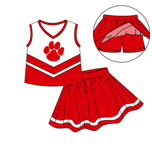 Preorder (moq 5)Baby Girls Sleeveless Vest Top Skirt Short Team Clothes Sets