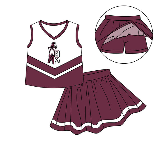 Preorder (moq 5)Baby Girls Sleeveless Vest Top Skirt Short Team Clothes Sets