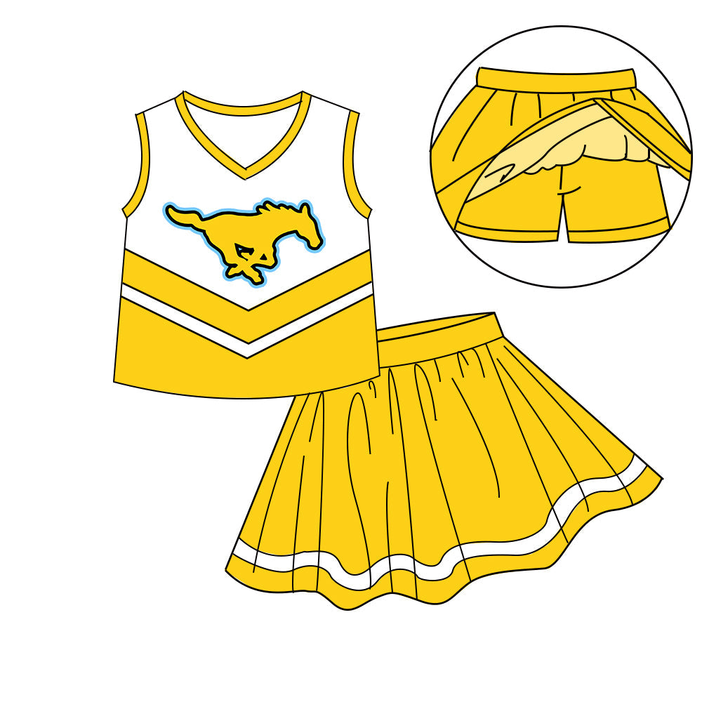 Preorder (moq 5)Baby Girls Sleeveless Vest Top Skirt Short Team Clothes Sets