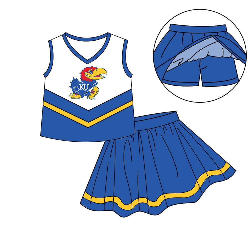 Preorder (moq 5)Baby Girls Sleeveless Vest Top Skirt Short Team Clothes Sets