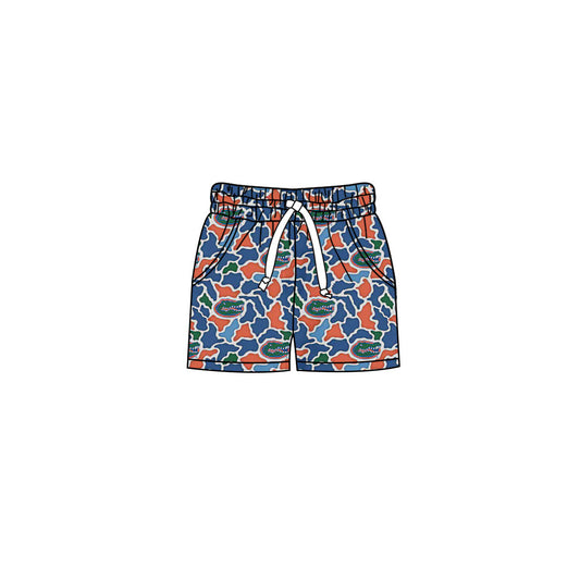 Preorder (moq 5)Baby Girls Southern Blue Camo Crocodiles Team Pockets Shorts Bottom