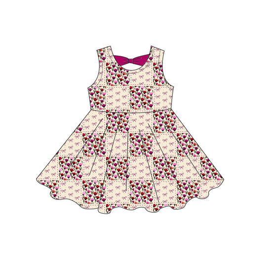 Preorder moq 5 Baby Girls Sleeveless Bows Flowers Checked Knee Length Dresses