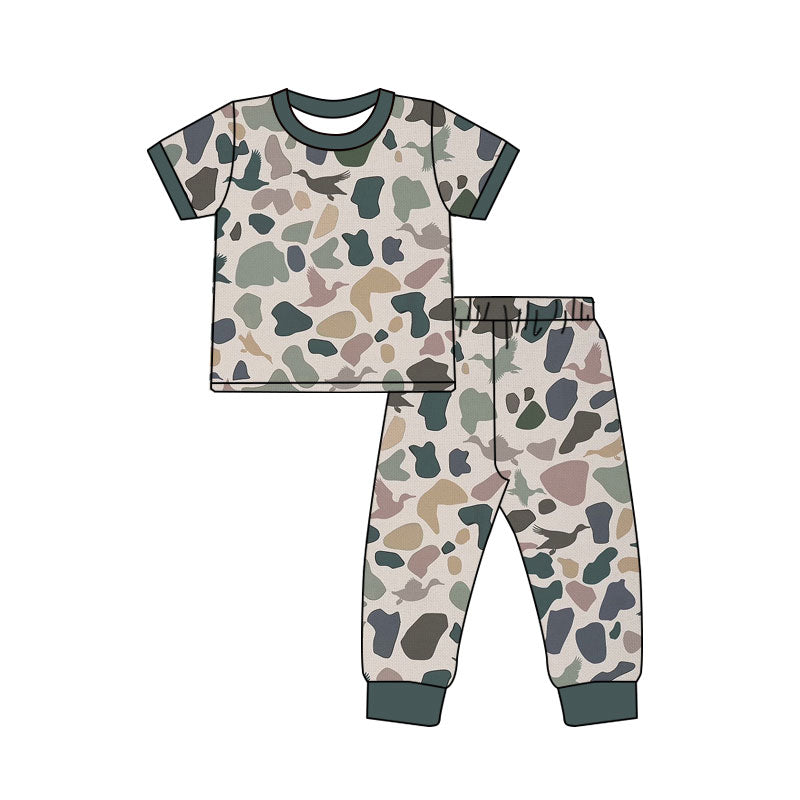 Preorder (moq 5)Baby Boys Camo Ducks Top Pants Hunting Pajamas Sets