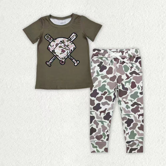 Baby Boys Southern Dogs Ducks Camo Baseballs Top Pockets Legging Pants Team Clothes Sets