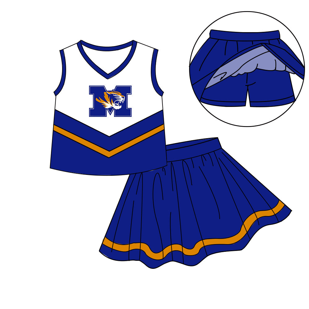 Preorder (moq 5)Baby Girls Sleeveless Vest Top Skirt Short Team Clothes Sets
