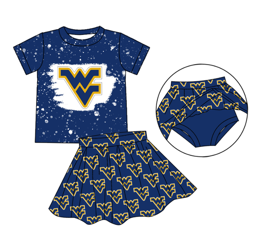 Preorder (moq 5)Baby Girls Short Sleeve Shirt Top Skirt Short Team Clothes Sets
