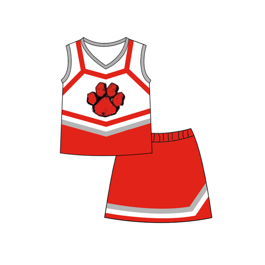 Preorder (moq 5)Baby Girls Sleeveless Vest Top Skirt Short Team Clothes Sets