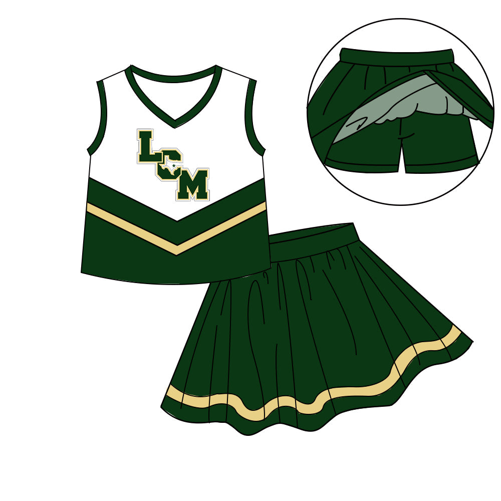 Preorder (moq 5)Baby Girls Sleeveless Vest Top Skirt Short Team Clothes Sets