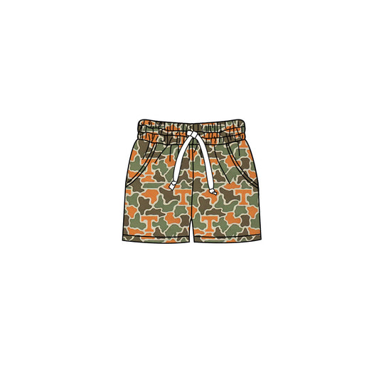 Preorder (moq 5)Baby Girls Southern Orange Camo T Team Pockets Shorts Bottom