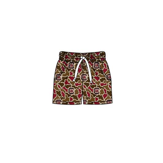 Preorder (moq 5)Baby Girls Southern Camo C Red Bulls Team Pockets Shorts Bottom