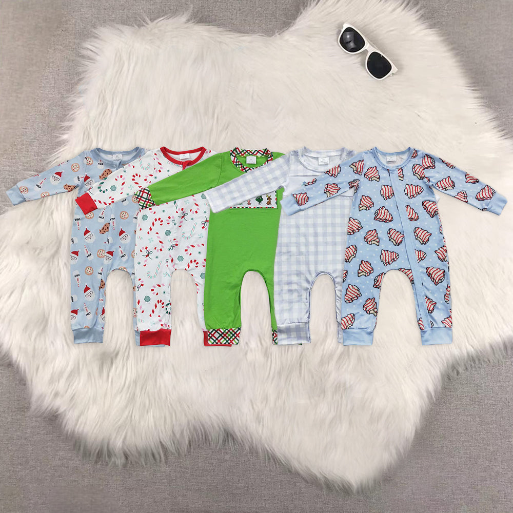 Sibling Baby Boys Christmas Frogs Trees Candy Cane Pant Rompers