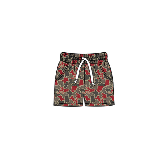 Preorder (moq 5)Baby Girls Southern Red Camo A Team Pockets Shorts Bottom