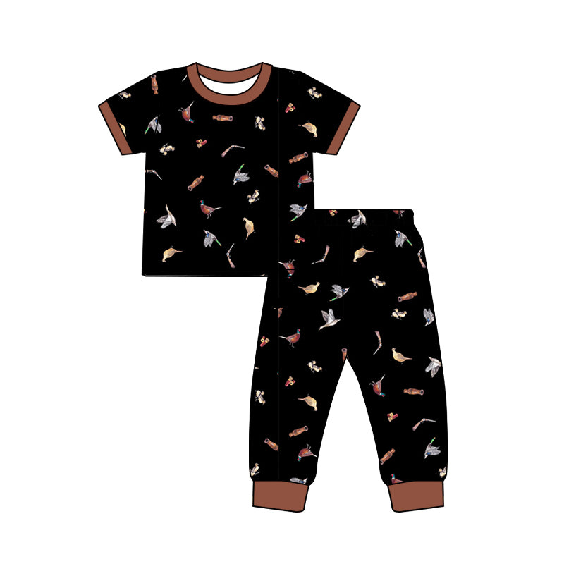 Preorder (moq 5)Baby Boys Colorful Birds Top Pants Western Pajamas Set