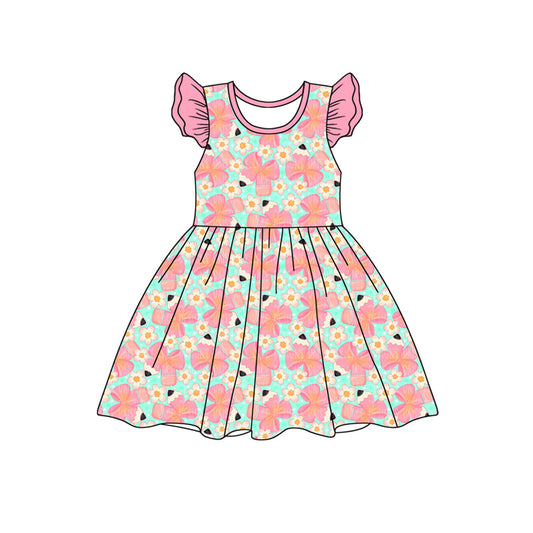 Preorder moq 5 Baby Girls Flowers Pencils Back to School Knee Length Dresses