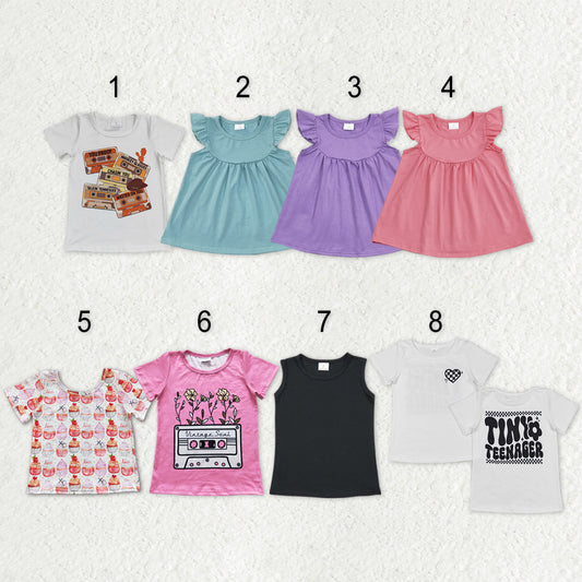 Sibling Baby Girls Flowers Cakes Tee Shirts Top