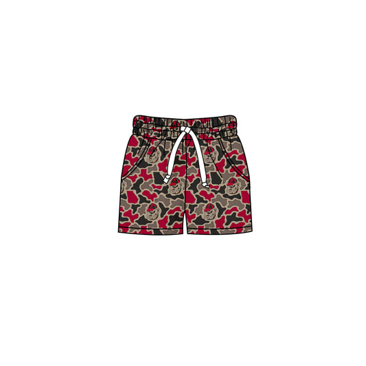 Preorder (moq 5)Baby Girls Southern Red Camo Bulldogs Team Pockets Shorts Bottom