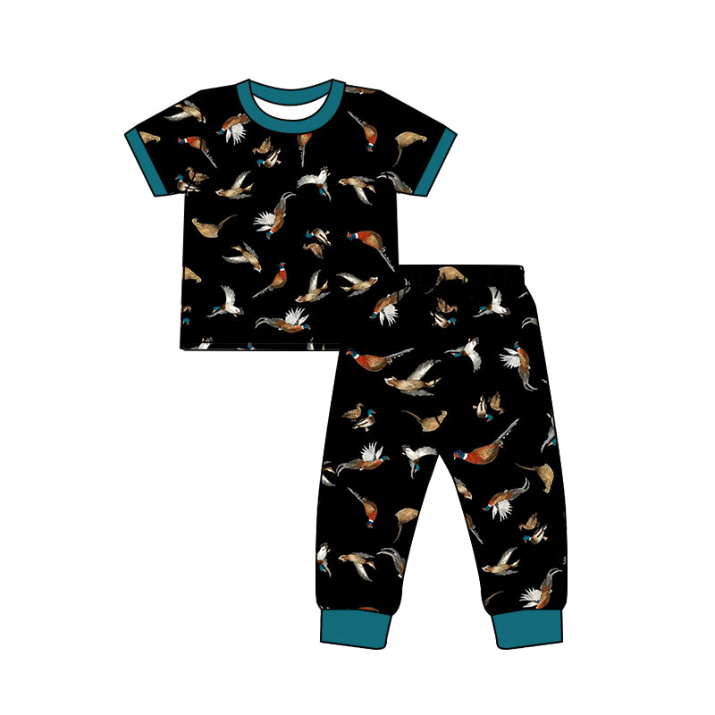 Preorder (moq 5)Baby Boys Colorful Birds Top Pants Western Pajamas Set