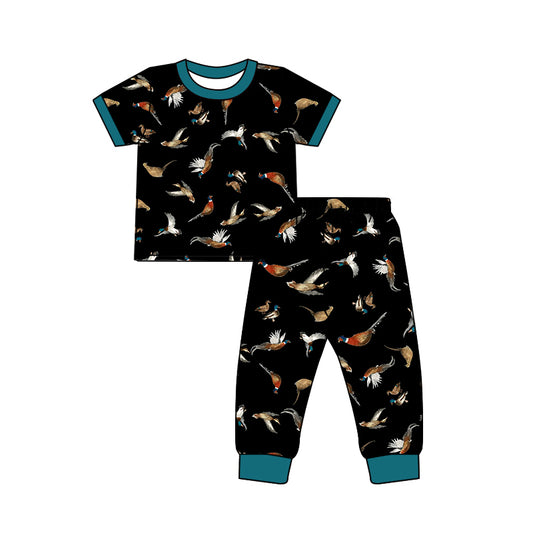 Preorder (moq 5)Baby Boys Colorful Birds Top Pants Western Pajamas Set