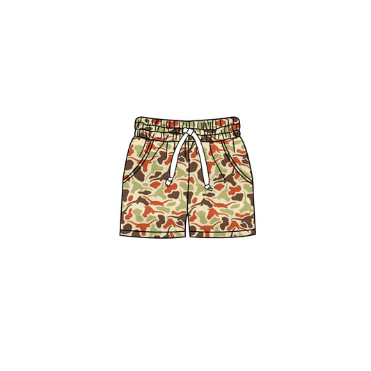 Preorder (moq 5)Baby Girls Southern Camo Bull Skulls Team Pockets Shorts Bottom