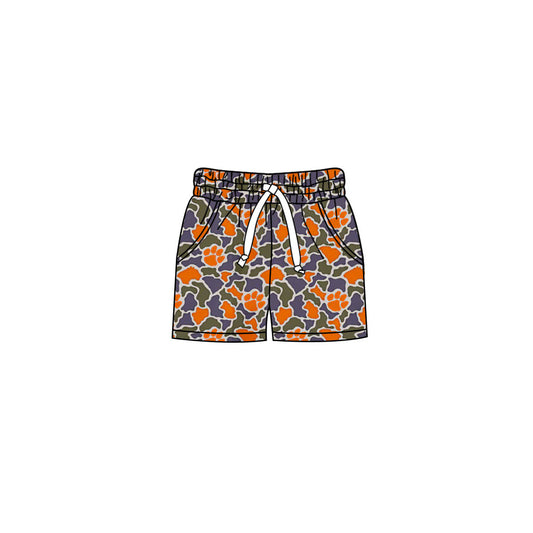 Preorder (moq 5)Baby Girls Southern Orange Camo Pawls Team Pockets Shorts Bottom
