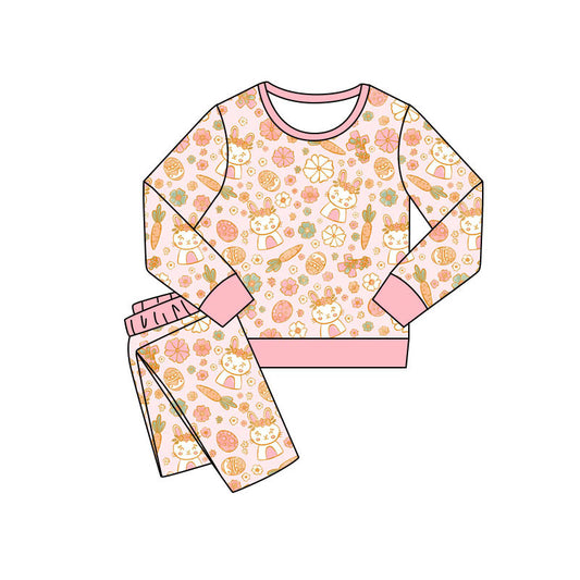 Preorder(moq 5) Baby Girls Carrots Rabbits Pants Easter Pajamas Sets
