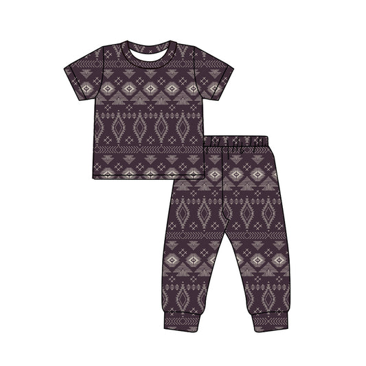 Preorder (moq 5)Baby Boys Aztec Top Pants Western Pajamas Set