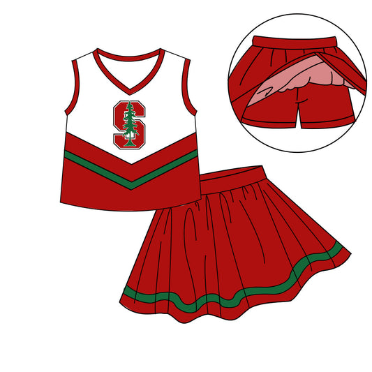 Preorder (moq 5)Baby Girls Sleeveless Vest Top Skirt Short Team Clothes Sets