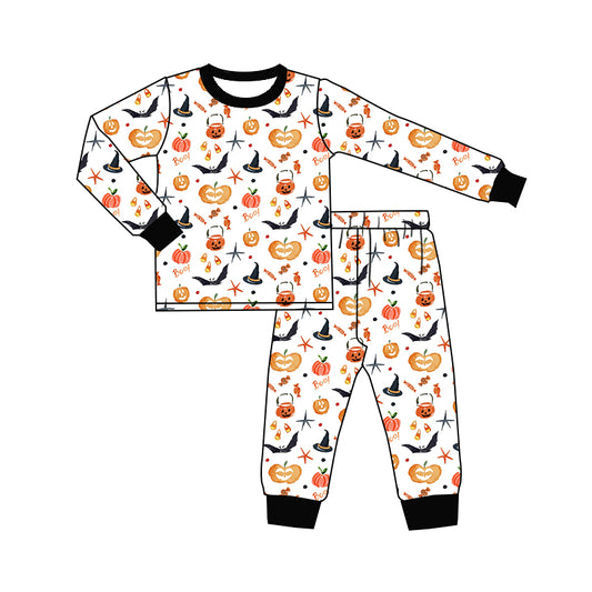 Preorder (moq 5)Baby Boys Ghost Pumpkins Bats Top Pants Halloween Pajamas Sets