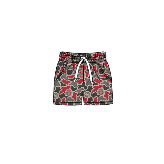 Preorder (moq 5)Baby Girls Southern Red Camo Ohiostate Team Pockets Shorts Bottom