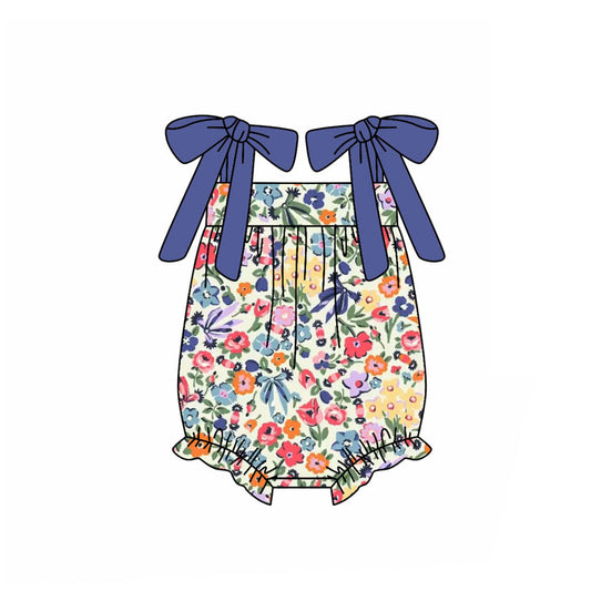 Preorder (moq 5)Baby Girls Strap Colorful Flowers Ruffle Rompers