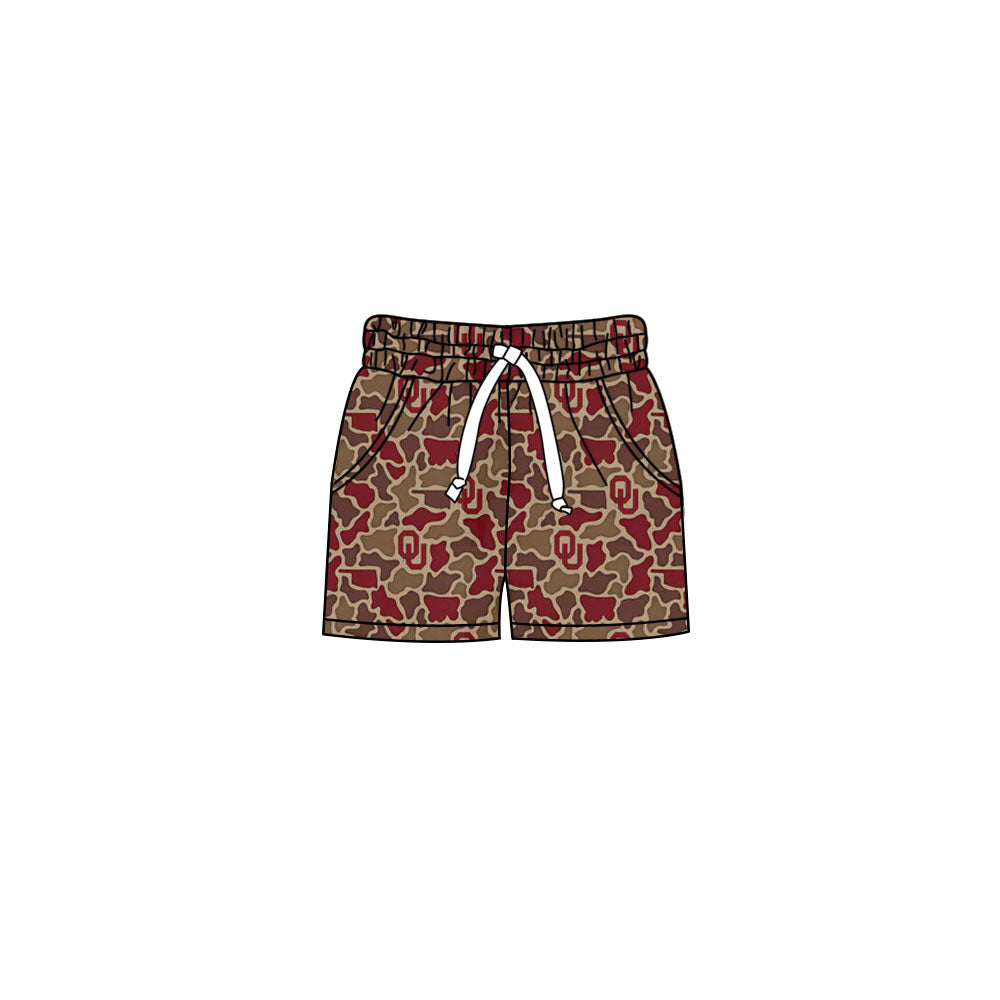 Preorder (moq 5)Baby Girls Southern Red Camo OU Team Pockets Shorts Bottom