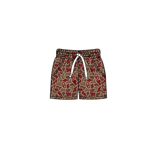 Preorder (moq 5)Baby Girls Southern Red Camo OU Team Pockets Shorts Bottom