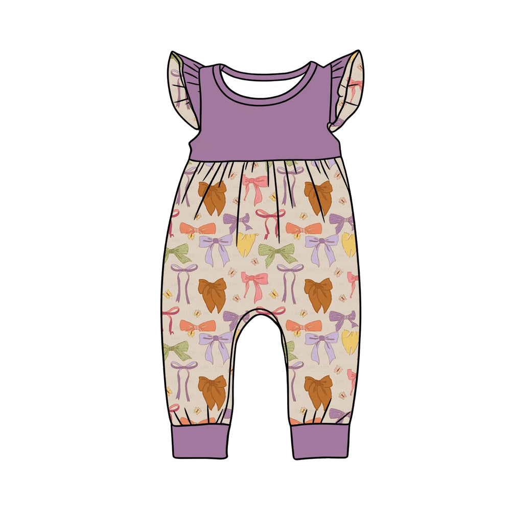 preorder(moq 5) Baby Girls Flutter Sleeve Colorful Bows Butterfly Rompers