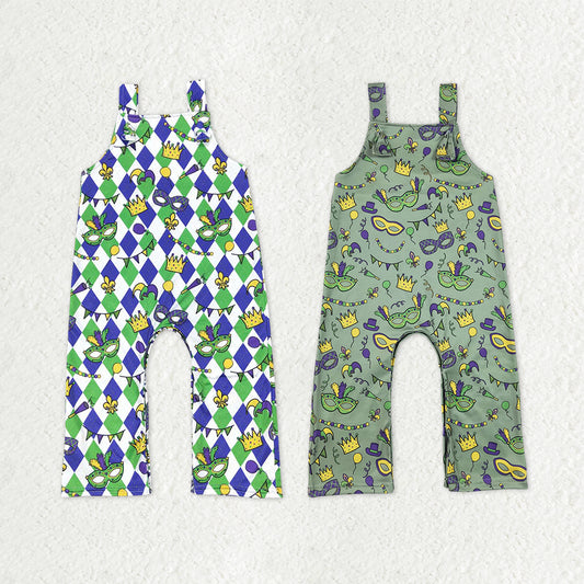 Sibling Baby Boys Mardigras Footie Rompers