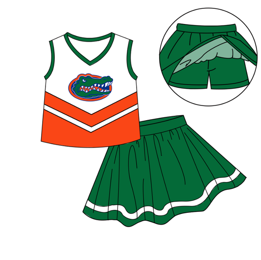 Preorder (moq 5)Baby Girls Sleeveless Vest Top Skirt Short Team Clothes Sets