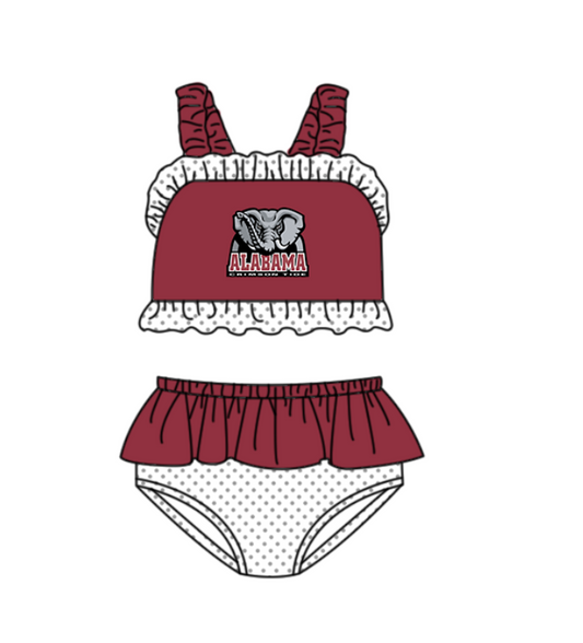 Preorder moq 5 Baby Girls Alabama Strap Vest Top Bummies Short Team Swimsuits