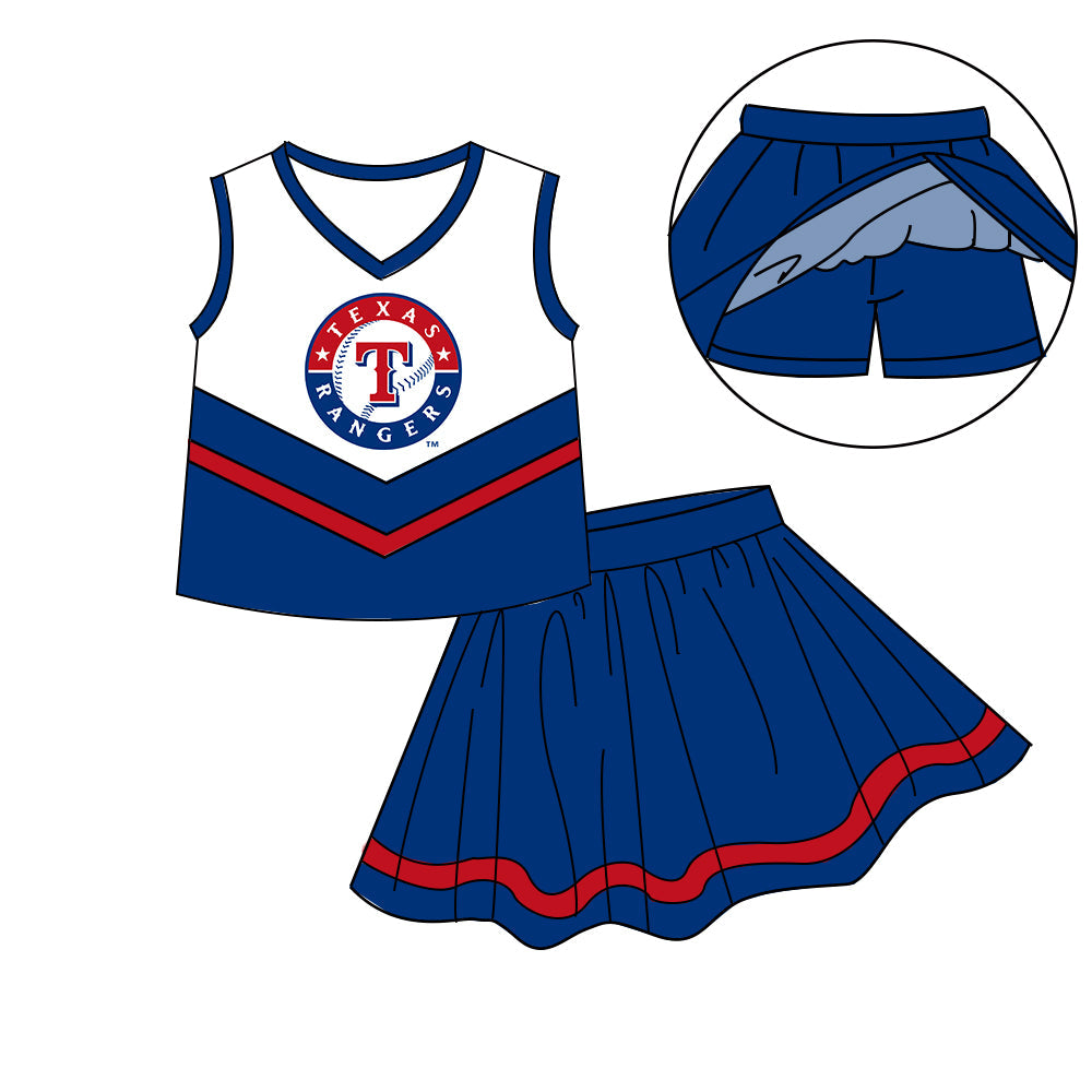 Preorder (moq 5)Baby Girls Sleeveless Vest Top Skirt Short Team Clothes Sets